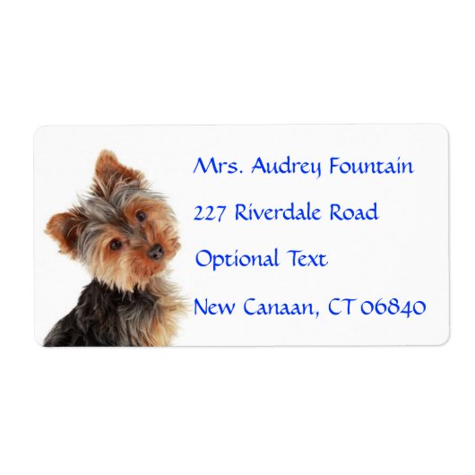 Yorkshire Terrier Puppy Name Address Mailing Label ラベル (正面)