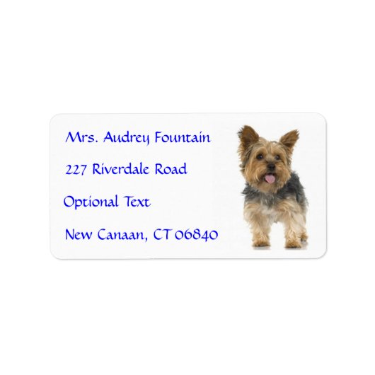 Yorkshire Terrier Puppy Name Address Mailing Label ラベル (正面)