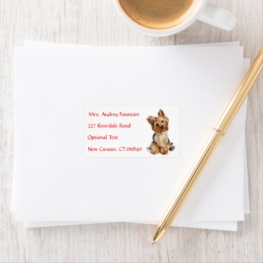 Yorkshire Terrier Puppy Name Address Mailing Label ラベル (インサイチュ)