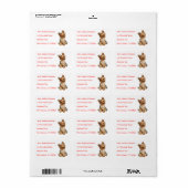 Yorkshire Terrier Puppy Name Address Mailing Label ラベル (フルシート)
