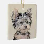 Yorkshire Terrier Puppy Painting Original Dog Art セラミックオーナメント (右)