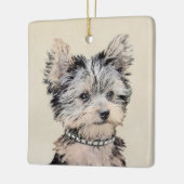 Yorkshire Terrier Puppy Painting Original Dog Art セラミックオーナメント (左)