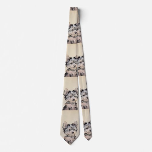 Yorkshire Terrier Puppy Painting Original Dog Art ネクタイ (正面)