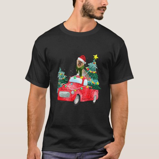 Yorkshire Terrier Ride Red Truck Christmas Yorkie  Tシャツ (正面)