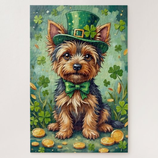 Yorkshire Terrier St Patrick’s Day Cute Lucky Dog ジグソーパズル (縦)