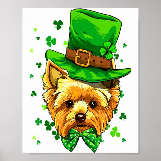 Yorkshire Terrier St Patricks Day Leprechaun Sham ポスター (正面)