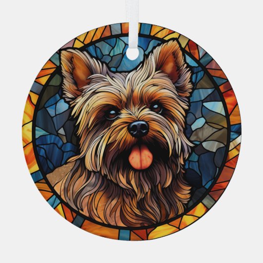 Yorkshire Terrier Stained ガラスオーナメント (裏面)