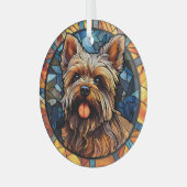 Yorkshire Terrier Stained ガラスオーナメント (正面左)