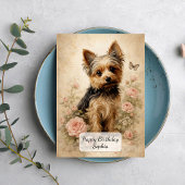 Yorkshire Terrier with Roses カード