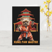 Yorkshire Terrier Yorkie Karate Martial Arts Funny カード (黄色い花)