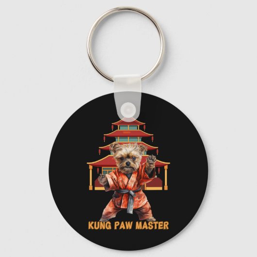 Yorkshire Terrier Yorkie Karate Martial Arts Funny キーホルダー (正面)