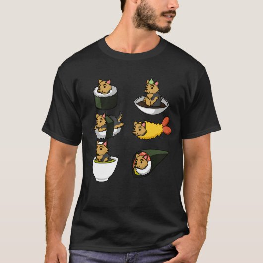 Yorkshireerrier Japanese Food boy Tシャツ (正面)