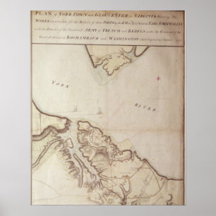 Yorktown 1781年の包囲のイギリスの地図 ポスター
