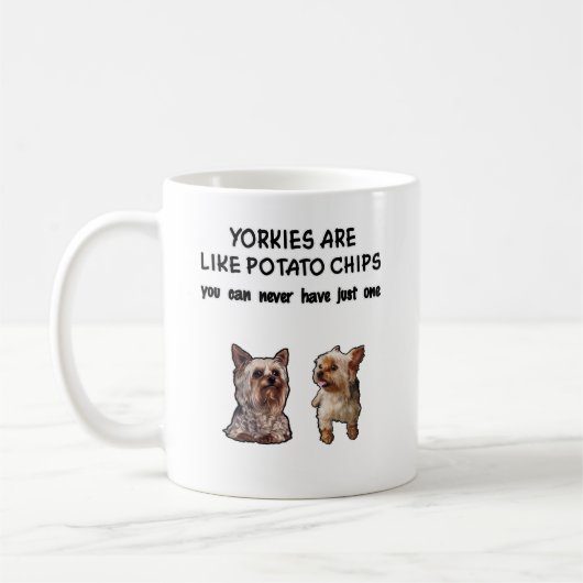 Yorky Mug 2のヨークシャーテリアはポテトチップのようなものである(2yv1) コーヒーマグカップ (左)