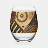 Yoruba African designs in earth tones ステムなしワイングラス (裏面)