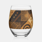 Yoruba African designs in earth tones ステムなしワイングラス (右)