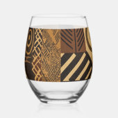 Yoruba African designs in earth tones ステムなしワイングラス (左)
