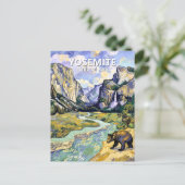 Yosemite El Capitan Bear Tunnel View Van Gogh Art ポストカード (スタンド正面)