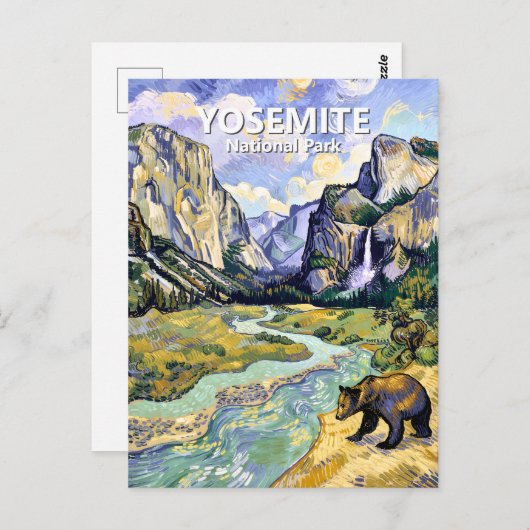 Yosemite El Capitan Bear Tunnel View Van Gogh Art ポストカード (正面/裏面)