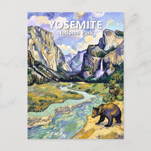 Yosemite El Capitan Bear Tunnel View Van Gogh Art ポストカード (正面)