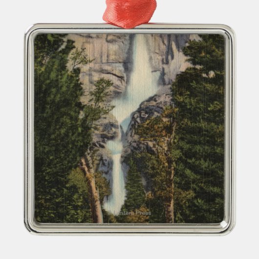 Yosemite Falls及び谷の眺め メタルオーナメント (正面)