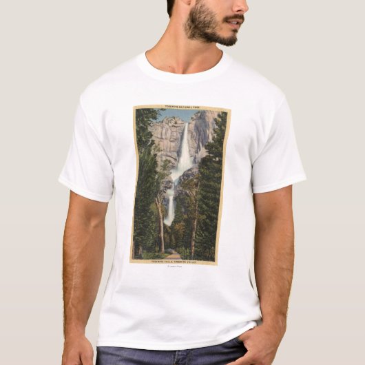 Yosemite Falls及び谷の眺め Tシャツ (正面)