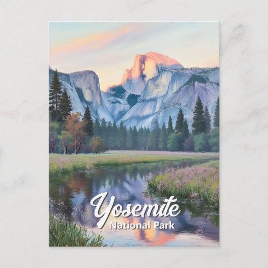 Yosemite Half Dome Sunset Meadow Landscape Custom ポストカード (正面)