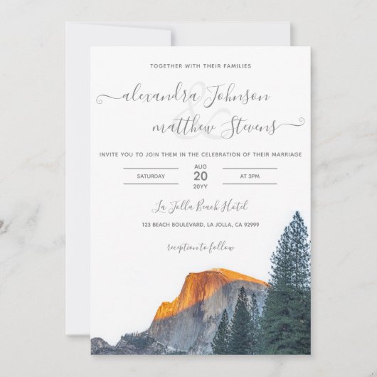 Yosemite Half Dome Sunset Wedding 招待状 (正面)