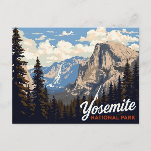 Yosemite Half Dome Vintage Poster Art ポストカード (正面)