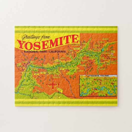 Yosemite National Park 11x14 Map ジグソーパズル (横)
