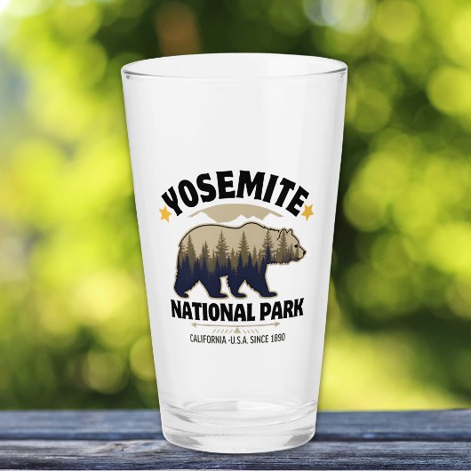 Yosemite National Park Bear Forest Beer Glass タンブラーグラス