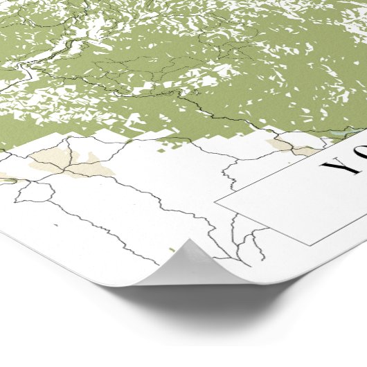 Yosemite National Park Retro Street Map ポスター (角)