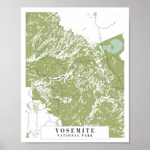 Yosemite National Park Retro Street Map ポスター