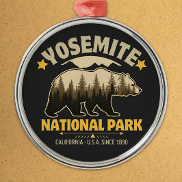 Yosemite National Park Rustic Bear メタルオーナメント
