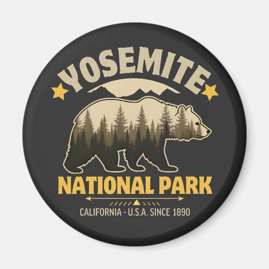 Yosemite National Park Vintage Bear マグネット (正面)
