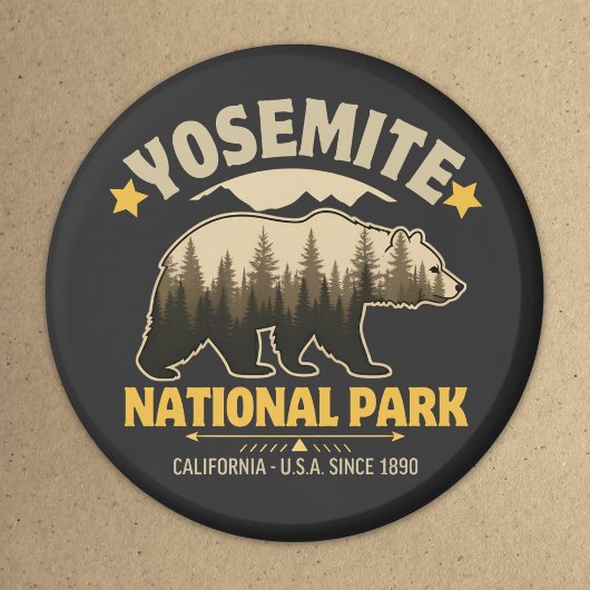 Yosemite National Park Vintage Bear マグネット