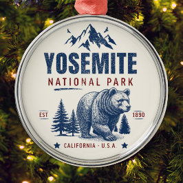 Yosemite National Park Vintage Bear T-Shirt メタルオーナメント