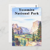 Yosemite National Park Watercolor Mountain ポストカード (正面/裏面)
