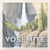 Yosemite National Park | Watercolor Travel ガラスコースター (正面)