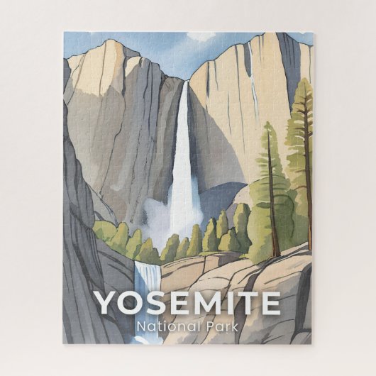 Yosemite National Park | Watercolor Travel ジグソーパズル (縦)