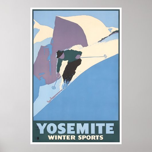 Yosemite Ski Poster National Park Print Travel Art ポスター (正面)