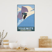 Yosemite Ski Poster National Park Print Travel Art ポスター (キッチン)