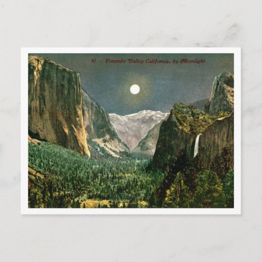 Yosemite Valley by Moonlight 1910s ポストカード (正面)