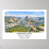 Yosemite Valley California Poster, Watercolor ポスター (正面)