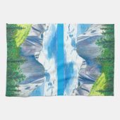 Yosemite Valley Landscape Blue Tones Kitchen Towel キッチンタオル (横)