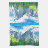 Yosemite Valley Landscape Blue Tones Kitchen Towel キッチンタオル (縦)
