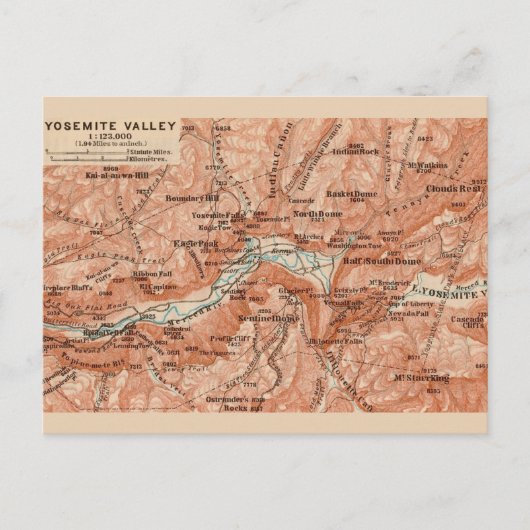  Yosemite Valley Map Postcard ポストカード (正面)