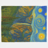 Yosemite Valley Yosemite National Park ala van Gog フリースブランケット (正面(横))