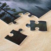 Yosemite Waterfall Moonlit Mountain Landscape ジグソーパズル (側面)