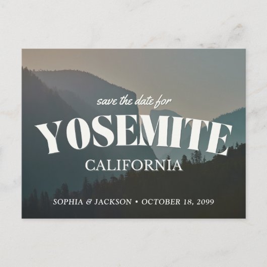 Yosemite Wedding Save the Date Retro Postcard ポストカード (正面)